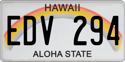 HI license plate EDV294