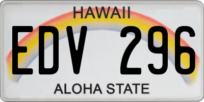 HI license plate EDV296