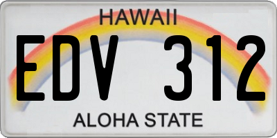 HI license plate EDV312