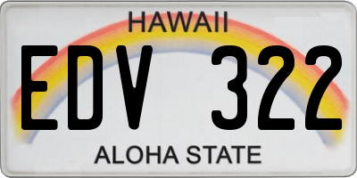 HI license plate EDV322