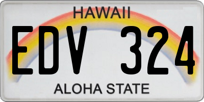 HI license plate EDV324
