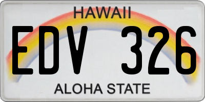 HI license plate EDV326