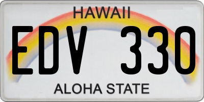 HI license plate EDV330