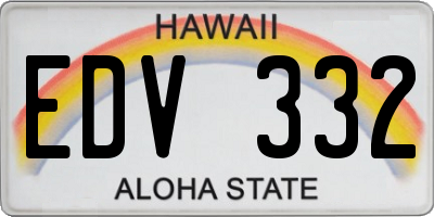 HI license plate EDV332