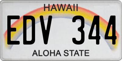 HI license plate EDV344