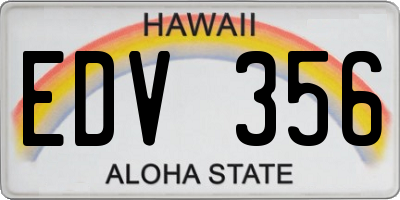 HI license plate EDV356