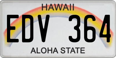 HI license plate EDV364