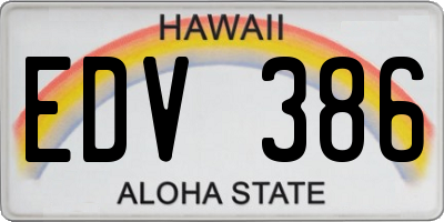 HI license plate EDV386