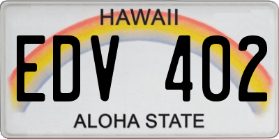 HI license plate EDV402