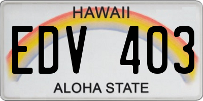 HI license plate EDV403