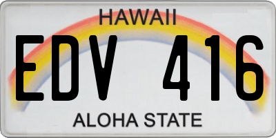 HI license plate EDV416