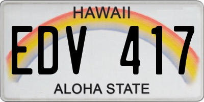 HI license plate EDV417