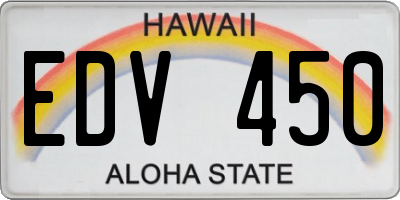 HI license plate EDV450