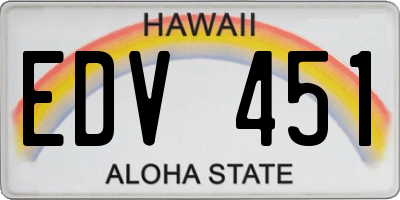 HI license plate EDV451