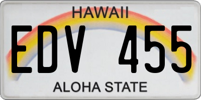 HI license plate EDV455