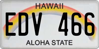 HI license plate EDV466