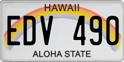 HI license plate EDV490