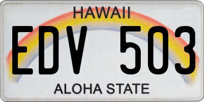 HI license plate EDV503