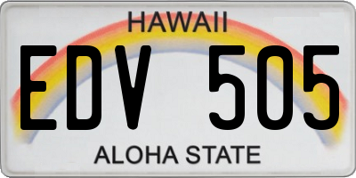 HI license plate EDV505