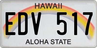 HI license plate EDV517