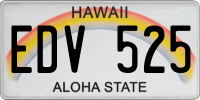 HI license plate EDV525