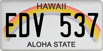 HI license plate EDV537