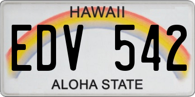 HI license plate EDV542