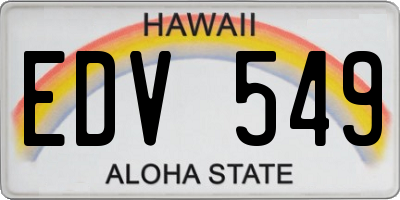HI license plate EDV549