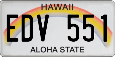 HI license plate EDV551