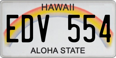 HI license plate EDV554