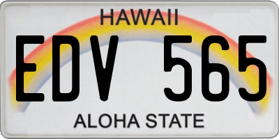 HI license plate EDV565