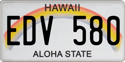HI license plate EDV580
