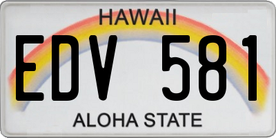 HI license plate EDV581