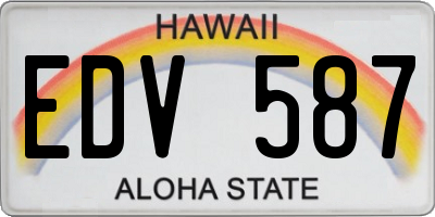HI license plate EDV587