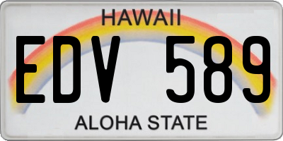 HI license plate EDV589
