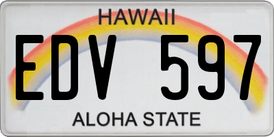 HI license plate EDV597