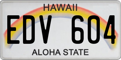 HI license plate EDV604
