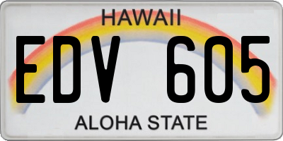 HI license plate EDV605
