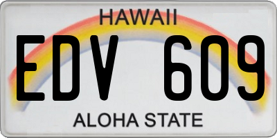 HI license plate EDV609