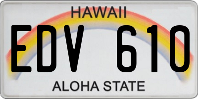 HI license plate EDV610