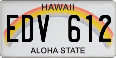 HI license plate EDV612