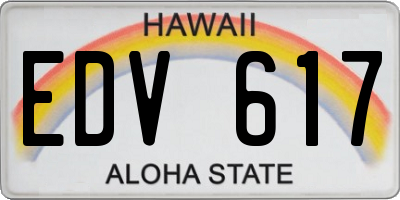 HI license plate EDV617