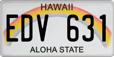 HI license plate EDV631