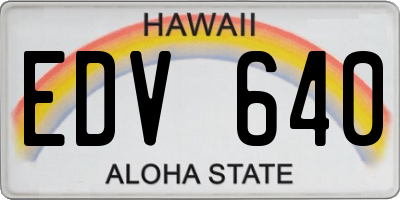 HI license plate EDV640