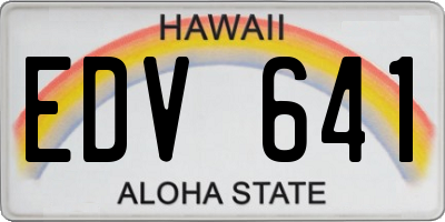 HI license plate EDV641