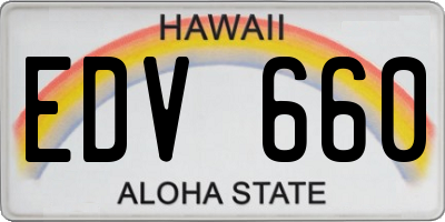 HI license plate EDV660