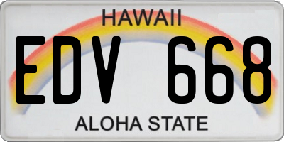 HI license plate EDV668