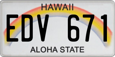HI license plate EDV671