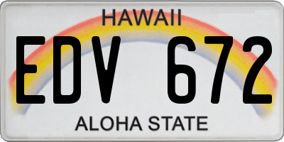 HI license plate EDV672