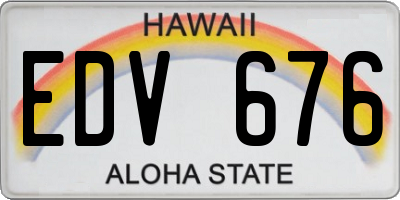 HI license plate EDV676